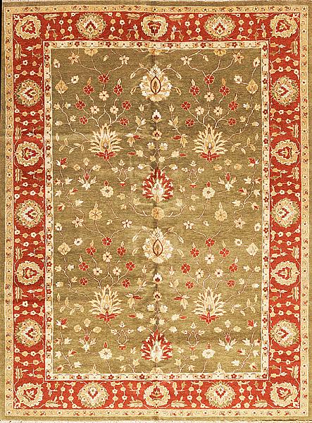 110597 Oushak <br> Oushak 17 Light Green Terra Cotta